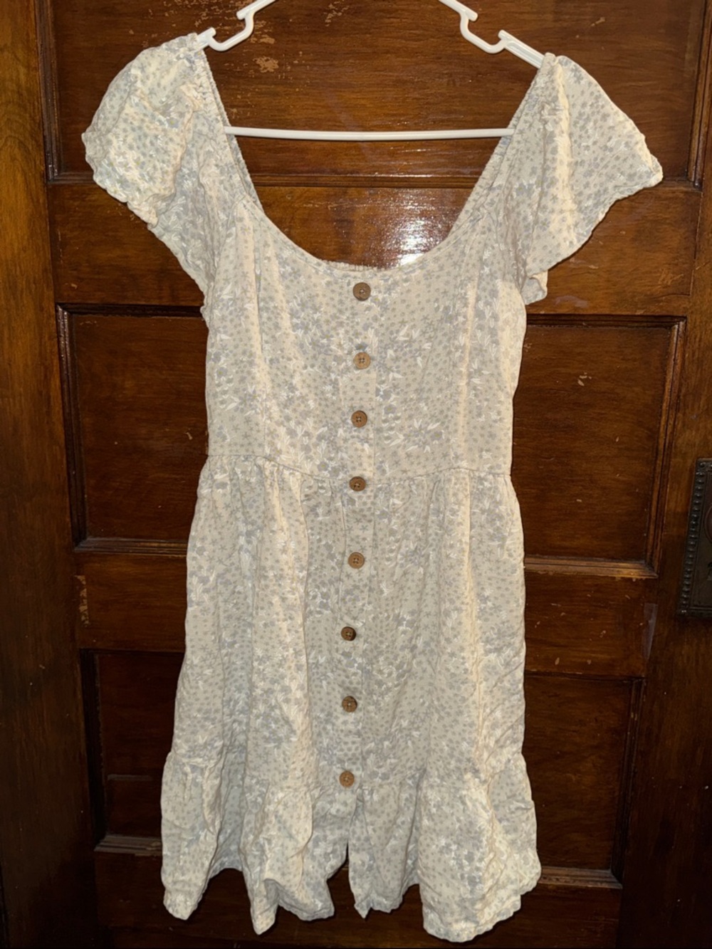 Japna Light Blue Floral Dress with Cream Base